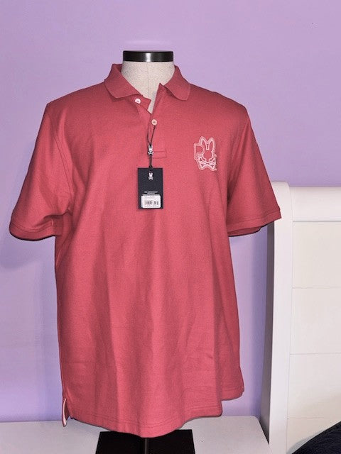 NWT Psycho Bunny Polo Shirt Men XL Coral, Short Sleeve, Classic Fit
