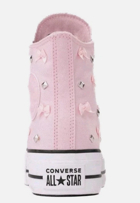 NWB Converse womens sz 7.5 Pink Frosting studs and bows high top