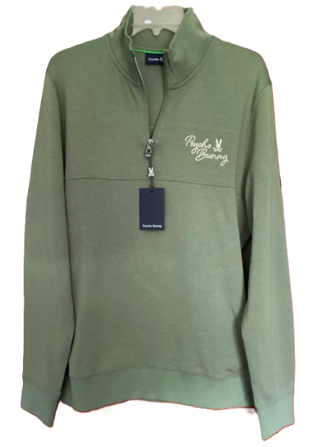 NWT Men's Psycho Bunny Desert 1/4 Mock Zip 313 Sea Green sz. XL